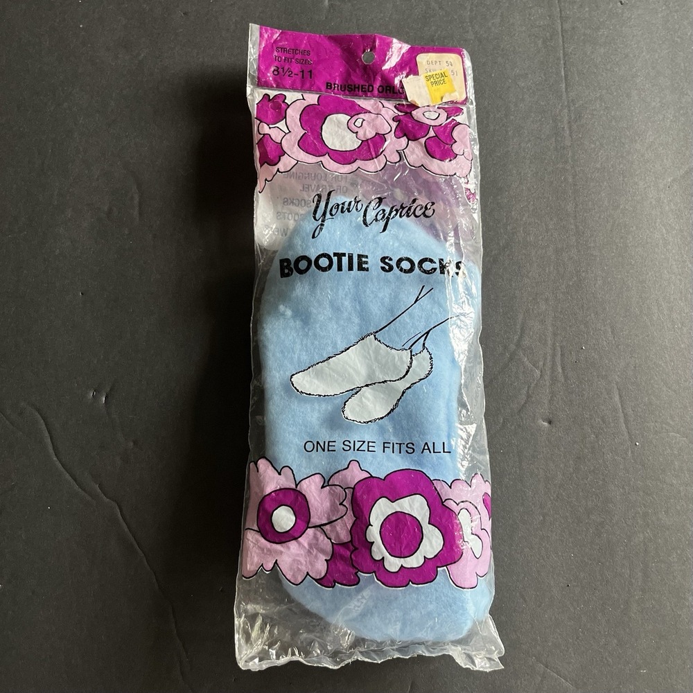 Your Caprice Acrylic Bootie Socks Vintage Deadstock 1 Pair Fits 8 1/2 - 11 New